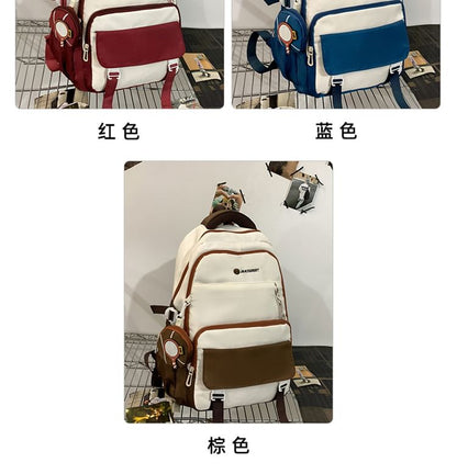 Backpack Lettering Purse Coin Buckled + Nylon Set: