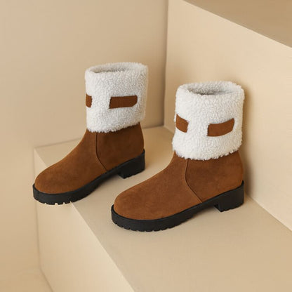 Boots Suede Short Panel Fleece Platform Faux