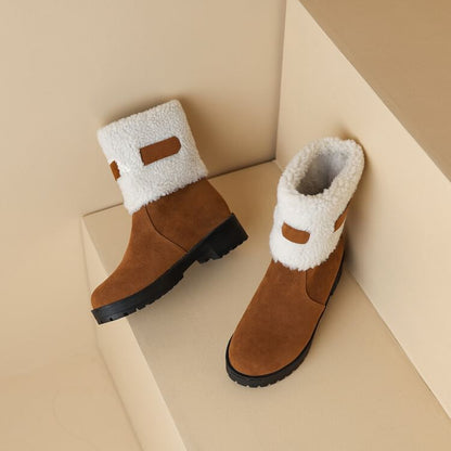 Boots Suede Short Panel Fleece Platform Faux