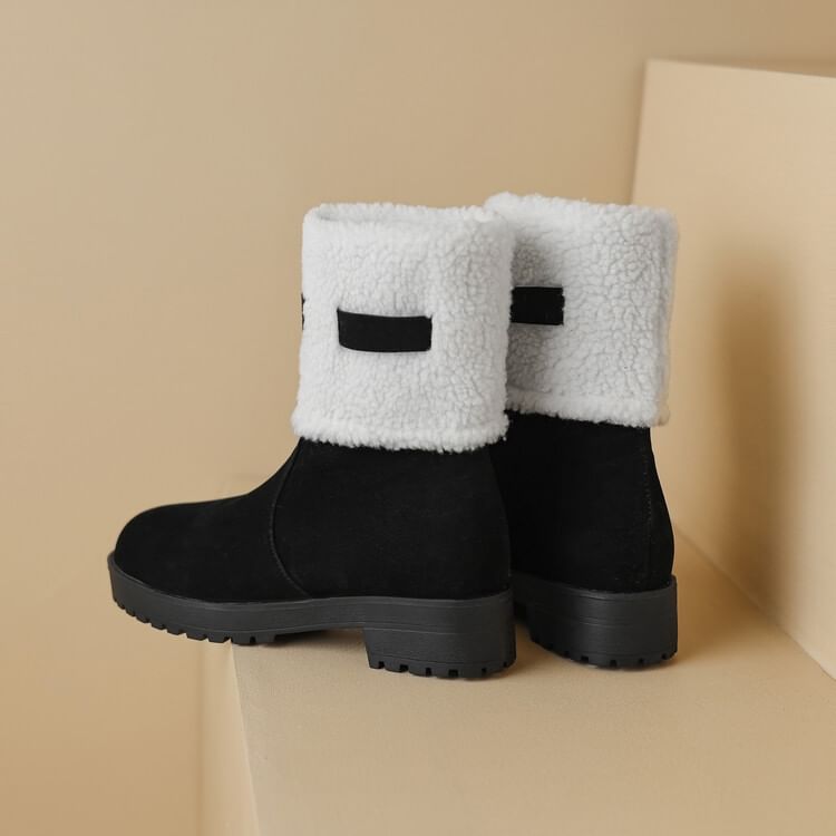 Boots Suede Short Panel Fleece Platform Faux