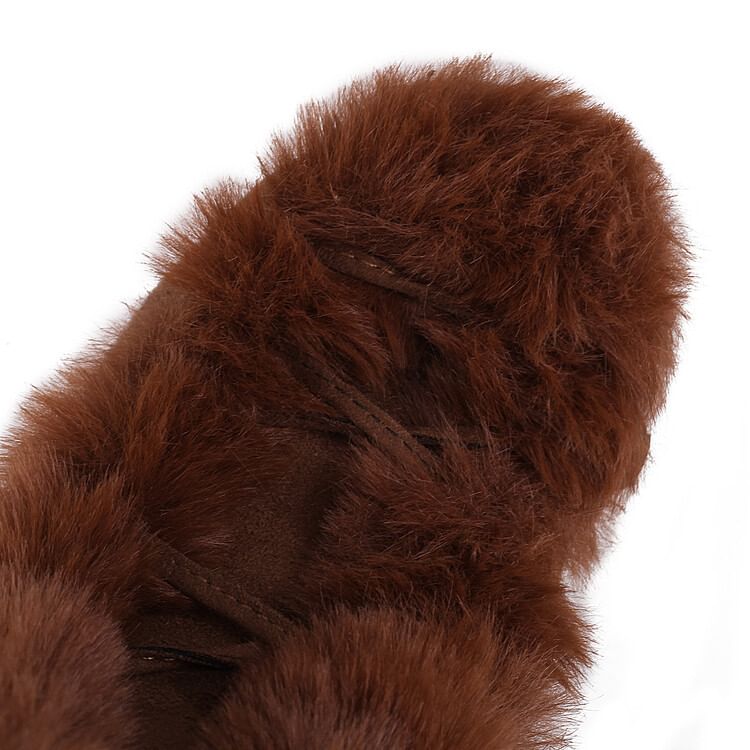 Panel Suede Knee Platform Fluffy Lace Boots Up High Faux