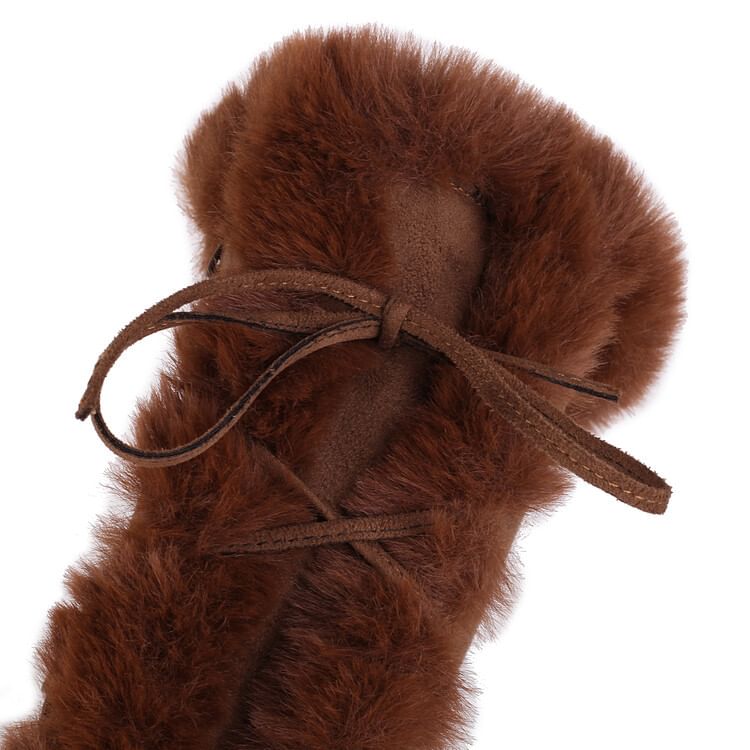 Panel Suede Knee Platform Fluffy Lace Boots Up High Faux