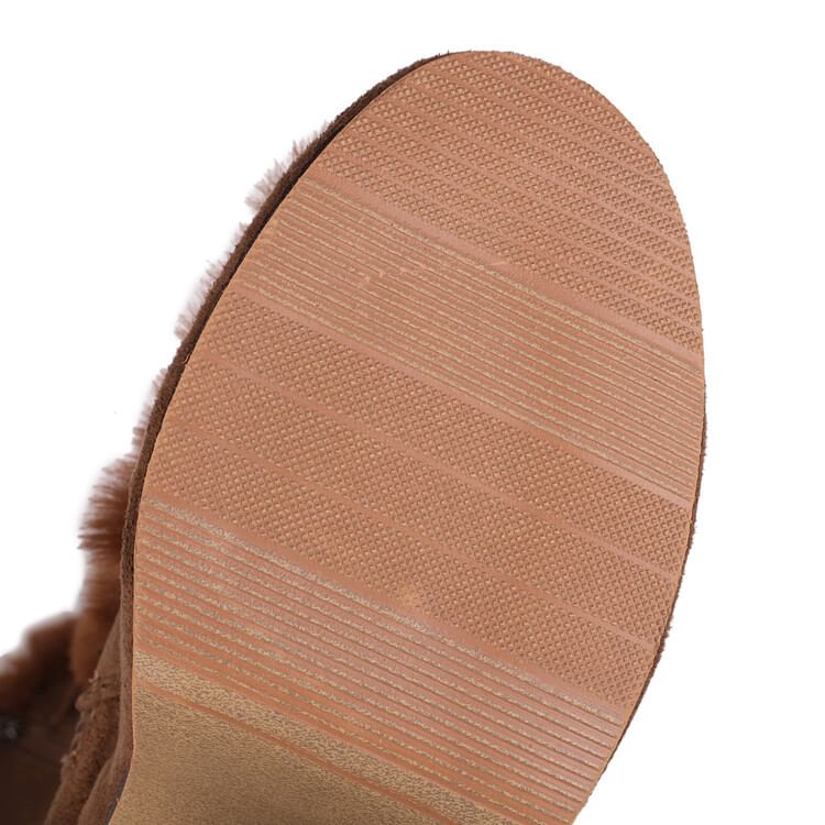 Panel Suede Knee Platform Fluffy Lace Boots Up High Faux