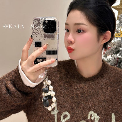 Strap Case Panel Phone Faux Set Pearl /