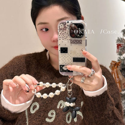 Strap Case Panel Phone Faux Set Pearl /