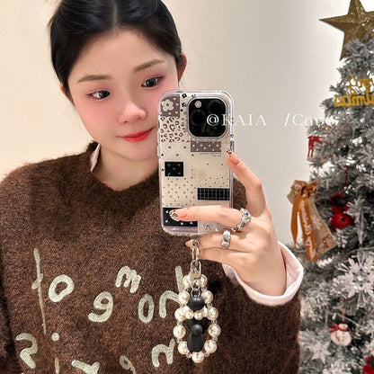 Strap Case Panel Phone Faux Set Pearl /