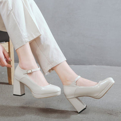 Platform Chunky Heel Jane Pumps Mary