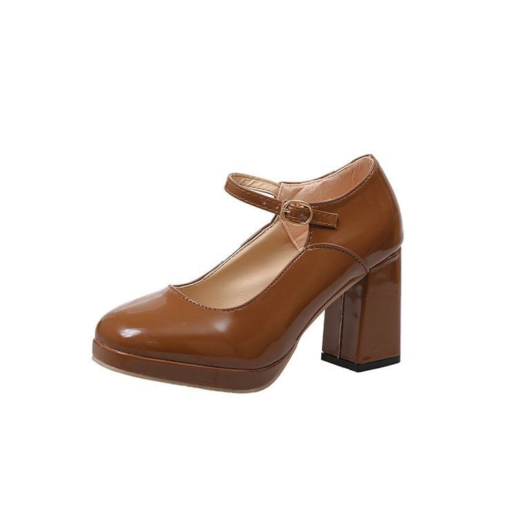 Platform Chunky Heel Jane Pumps Mary
