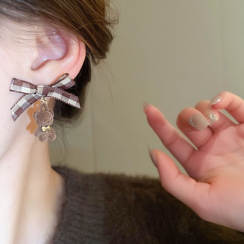 Bear Drop / Earring Stud Bow