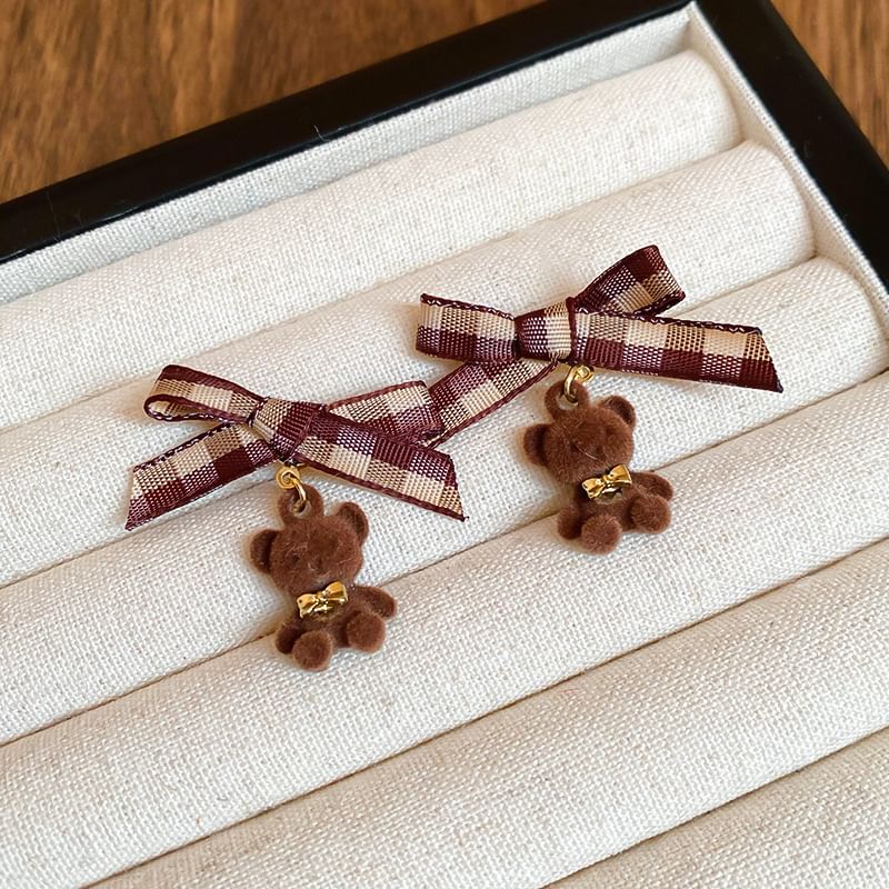 Bear Drop / Earring Stud Bow