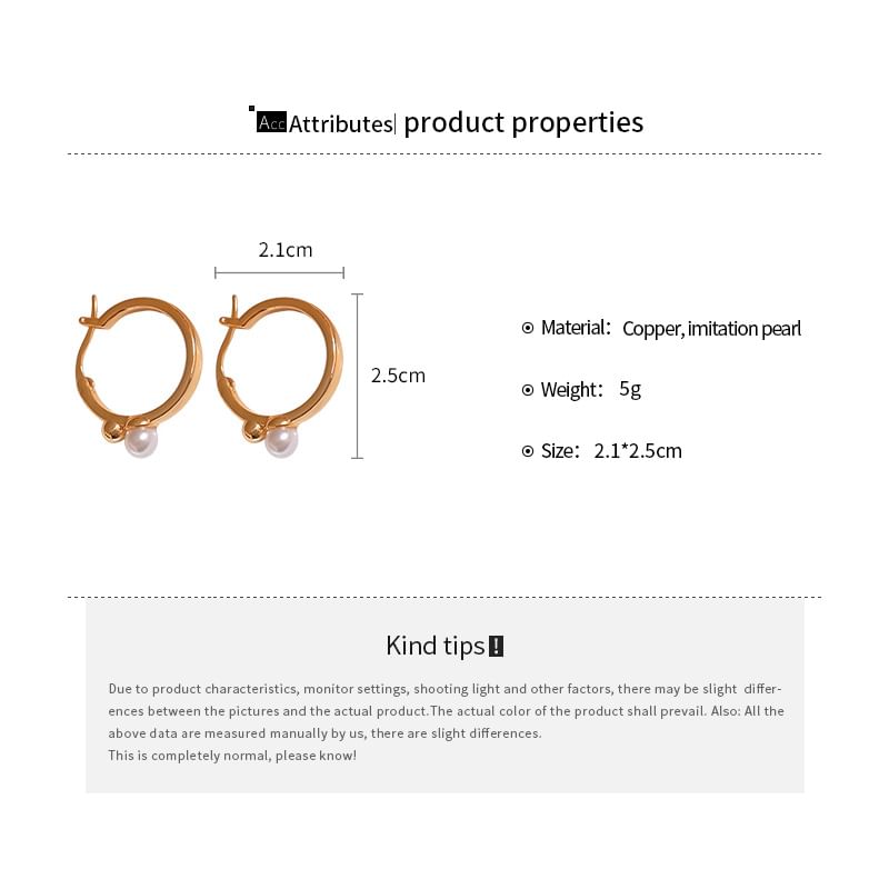 Hoop Earring Pearl Faux