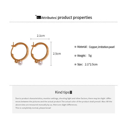 Hoop Earring Pearl Faux