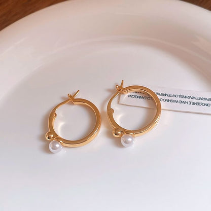 Hoop Earring Pearl Faux