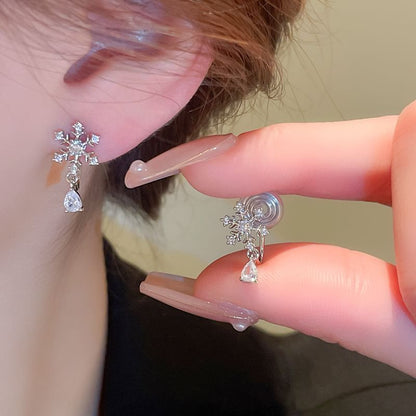 CZ Earring Snowflake Drop