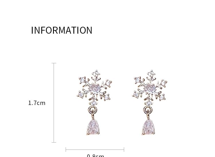 CZ Earring Snowflake Drop