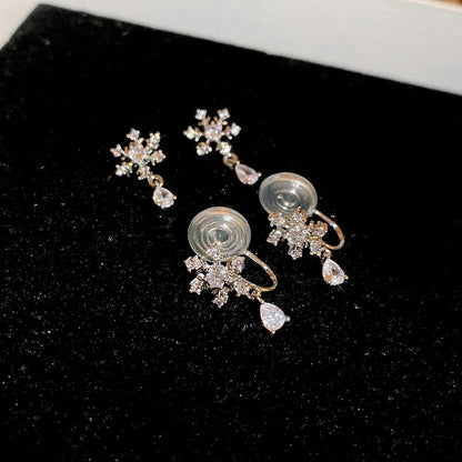 CZ Earring Snowflake Drop