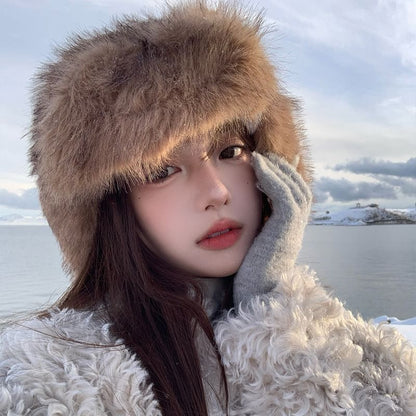 Fluffy Plain Trapper Hat