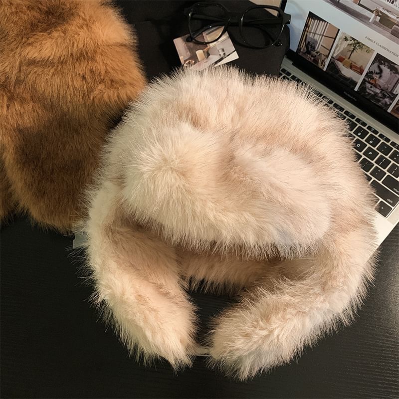Fluffy Plain Trapper Hat