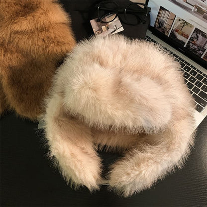 Fluffy Plain Trapper Hat