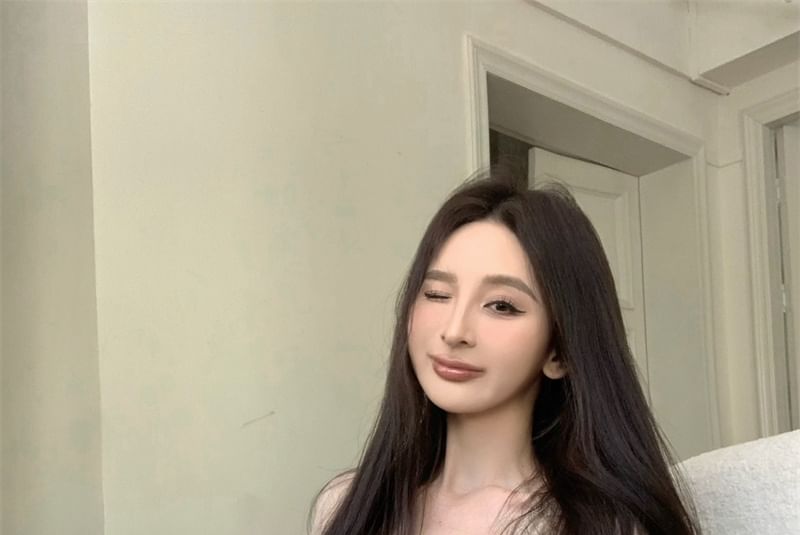 Crop Cami / Top V-Neck Mid Lace Rise Shorts Plain 3/4 Cardigan Sleeve