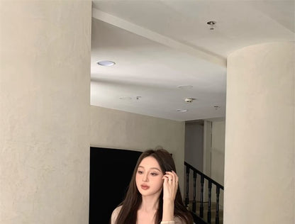 Crop Cami / Top V-Neck Mid Lace Rise Shorts Plain 3/4 Cardigan Sleeve