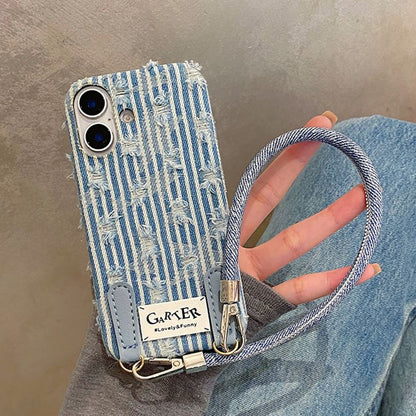 Phone Strap Set Case Distressed Denim /