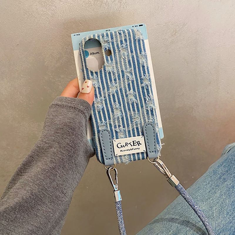 Phone Strap Set Case Distressed Denim /