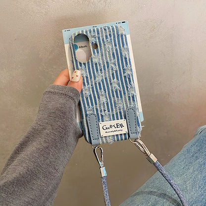 Phone Strap Set Case Distressed Denim /