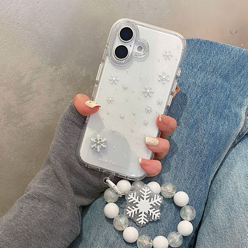 Phone Snowflake Case Strap / Adhesive Decoration Set