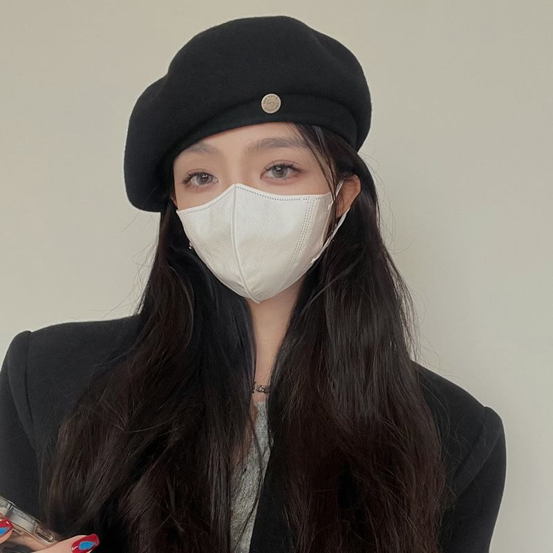 Wool Disc Hat Beret Metal