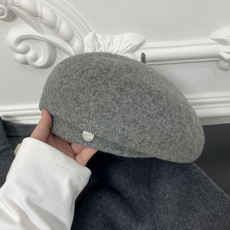Wool Disc Hat Beret Metal