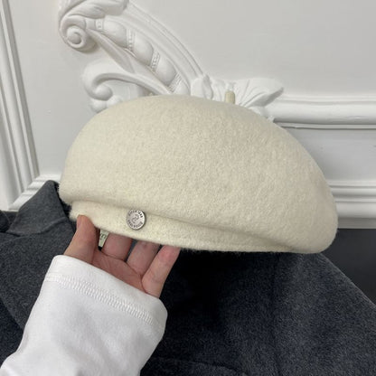 Wool Disc Hat Beret Metal