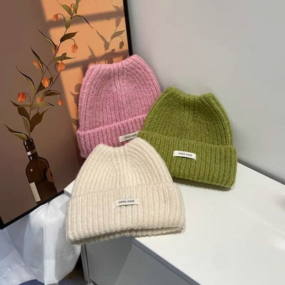 Lettering Knit Applique Beanie