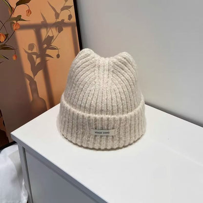 Lettering Knit Applique Beanie