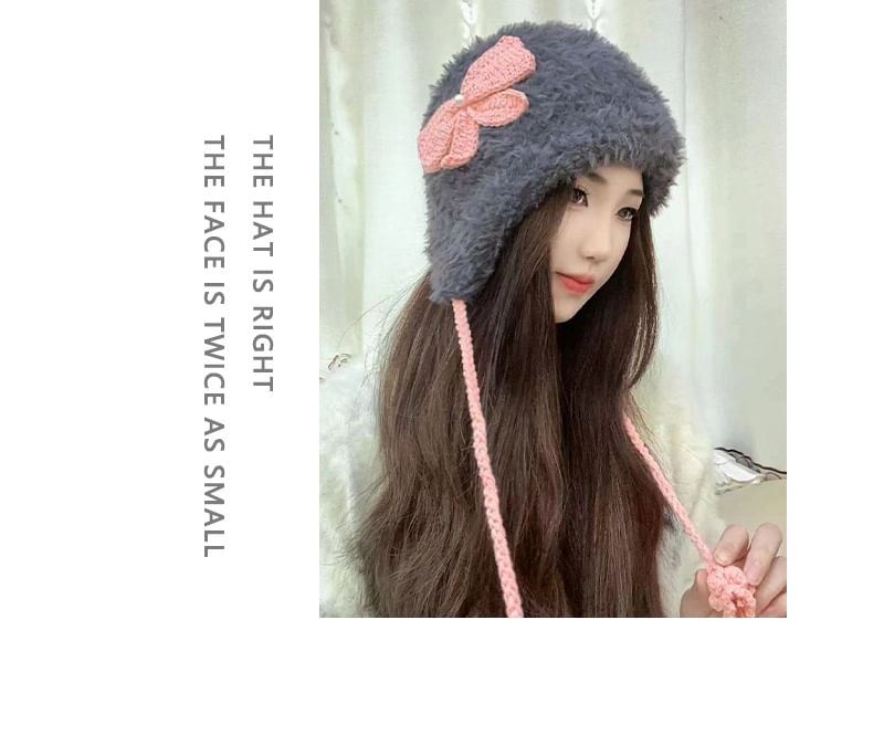 Trapper Chenille Hat Bow Applique