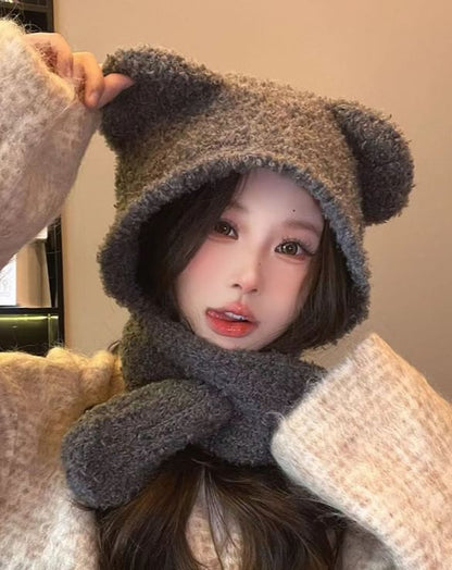 Knit Bear Ear Balaclava
