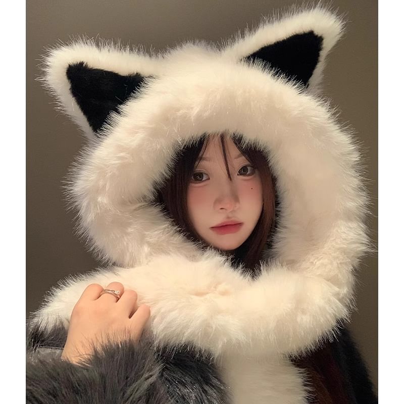 Fox Hooded Scarf Ear Chenille