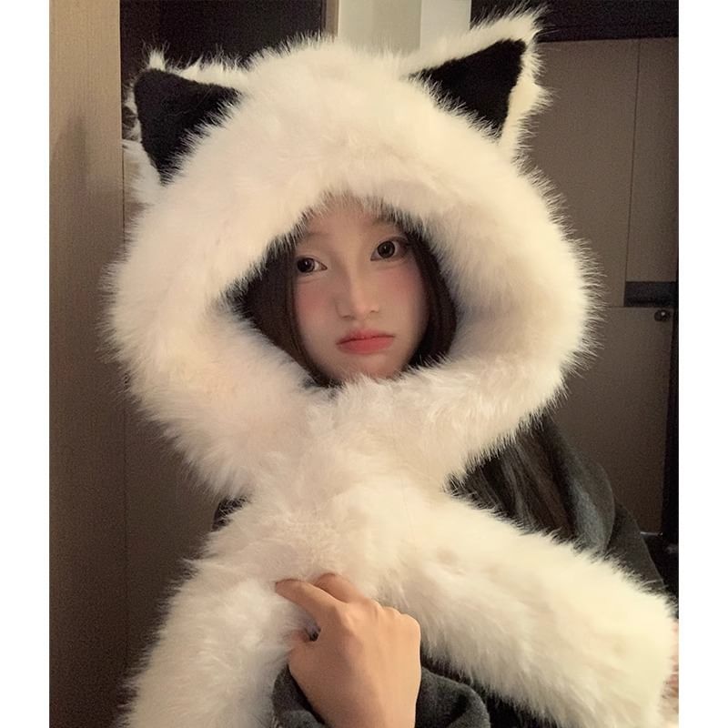 Fox Hooded Scarf Ear Chenille