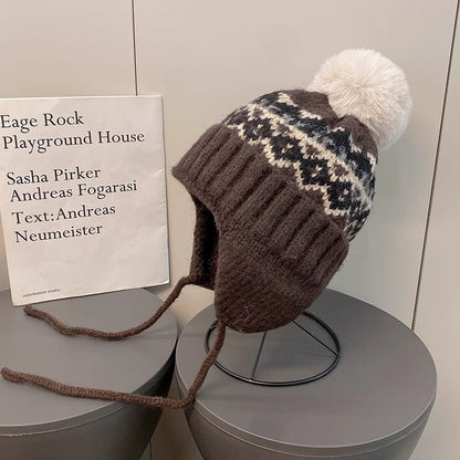 Knit Trapper Pom Hat