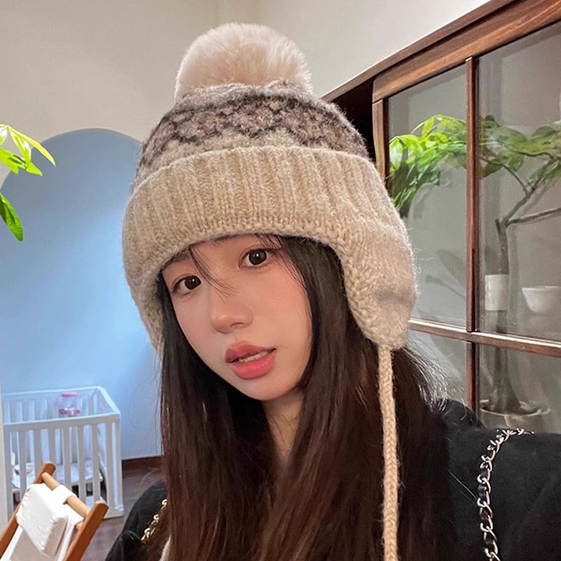 Knit Trapper Pom Hat