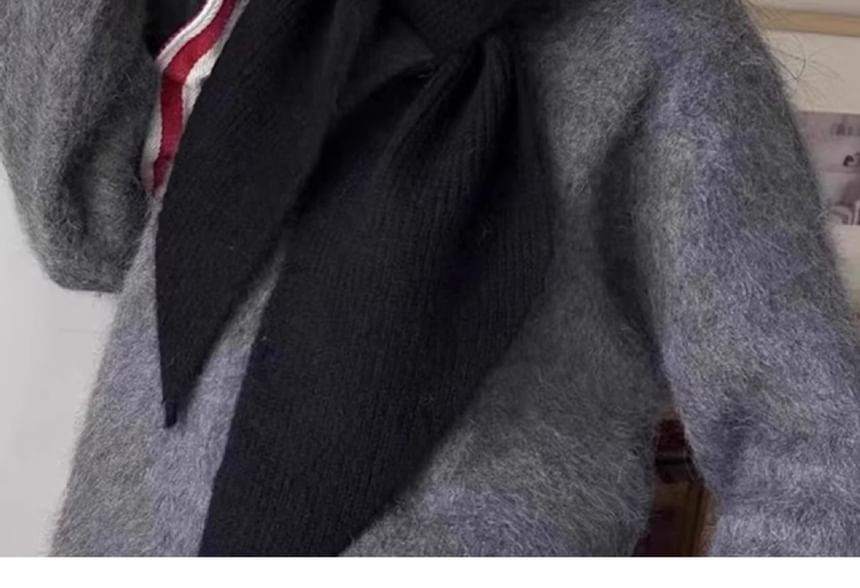 Knit Scarf Hooded Plain