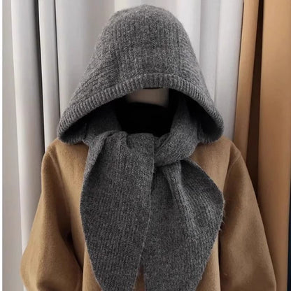 Knit Scarf Hooded Plain