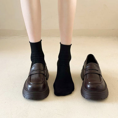 Platform Loafers Faux Leather