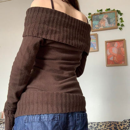 Cropped Plain Up V-Neck Sweater Buckle