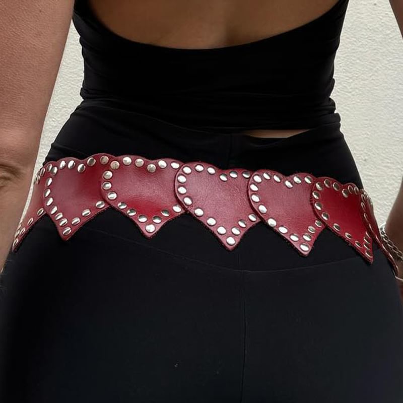 Studded Heart-Shaped Belt