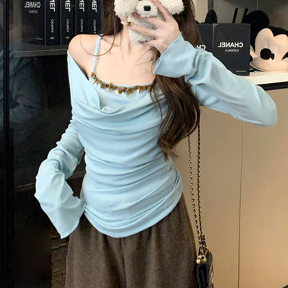 Off Top Shoulder Mock Sleeve Piece Two Long