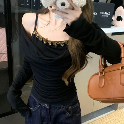 Off Top Shoulder Mock Sleeve Piece Two Long