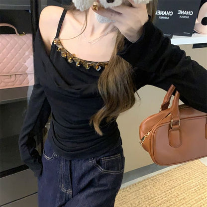 Off Top Shoulder Mock Sleeve Piece Two Long