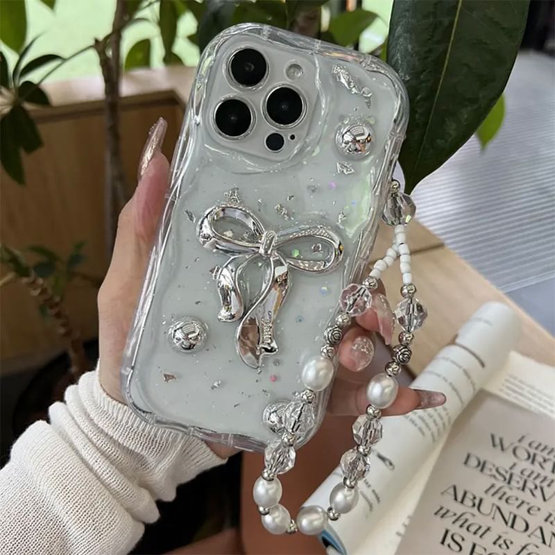 Pearl / Case Strap Set Phone Faux Bow