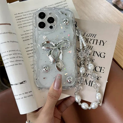 Pearl / Case Strap Set Phone Faux Bow